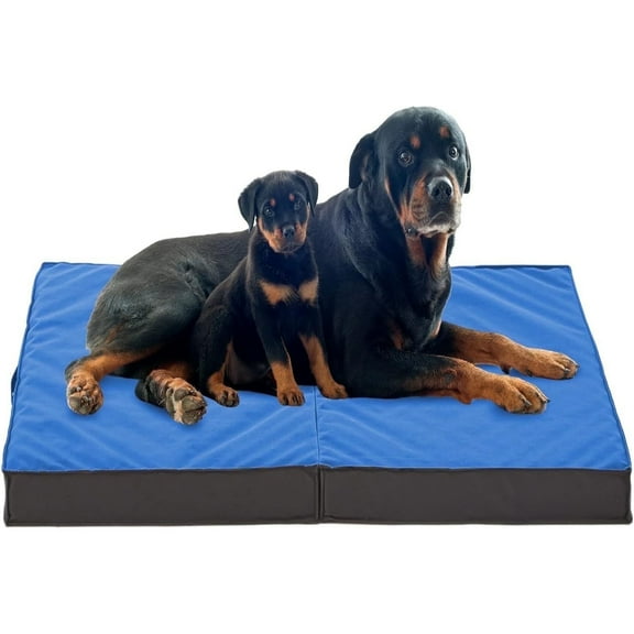 WATANIYA Foldable Travel Dog Bed, Outdoor Waterproof Orthopedic Pet Bed Mattress, Blue
