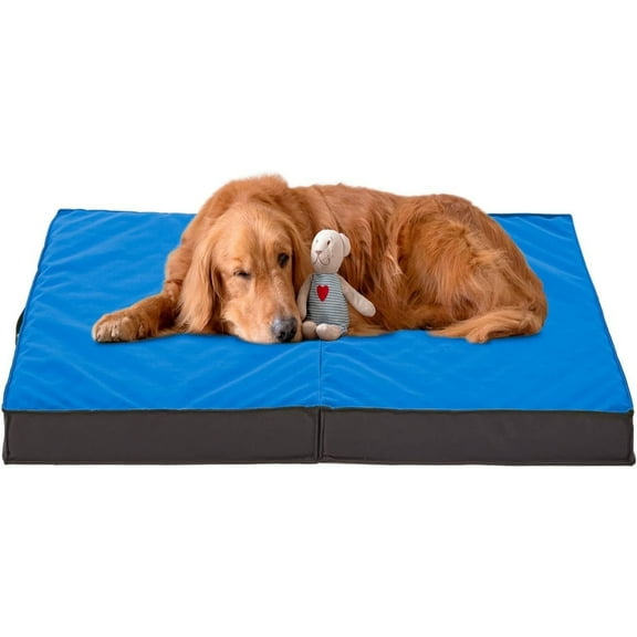 WATANIYA Foldable Travel Dog Bed, Outdoor Waterproof Orthopedic Pet Bed Mattress, Blue
