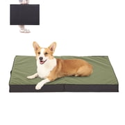 WATANIYA Foldable Travel Dog Bed, Outdoor Waterproof Orthopedic Pet Bed Mattress for Crate, Green