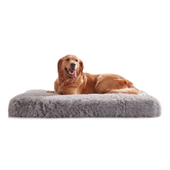 WATANIYA Large Plush Orthopedic Dog Bed, Washable Cover with Non-Slip Bottom Pet Bed, Grey