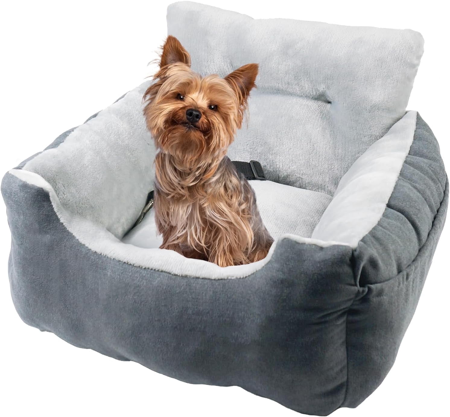 Wataniya Dog Car Seat Bed for Small Dogs, Portable Pet Booster Seat with Soft Cushion, Washable & Non-Slip, Grey