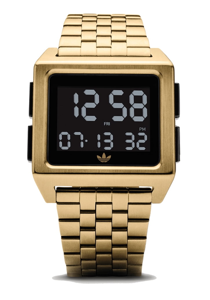 Adidas black and gold watch top