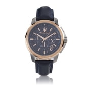 Maserati Mens Successo R8871621015 Blue Leather Quartz Fashion Watch