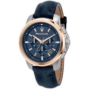 Maserati Mens Successo R8871621015 Blue Leather Quartz Fashion Watch