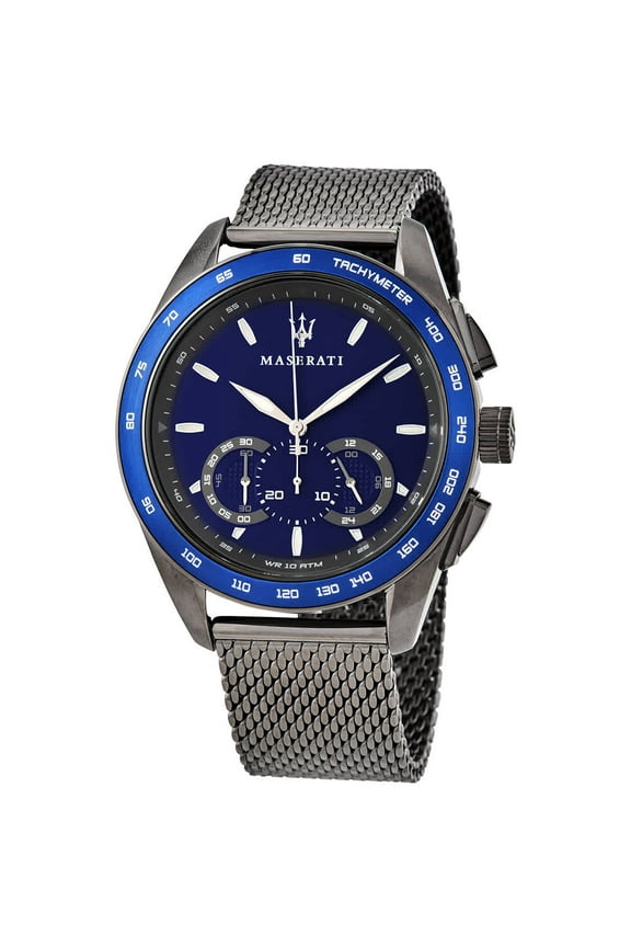 Traguardo Collection Gunmetal Grey Stainless Steel Case with Milanese Strap and Tachymeter Dial Men's Watch. R8873612009