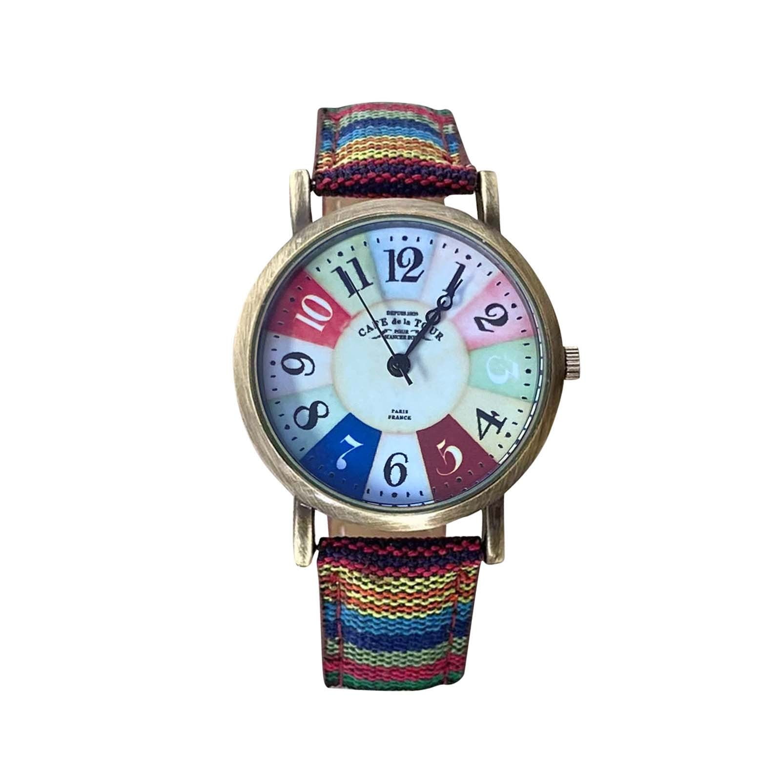 WATCHES FOR WOMEN WITH MULTICOLOUR RAINBOW PATTERN Watch for Elderly