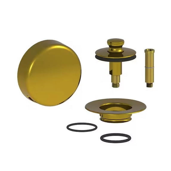 WATCO QuickTrim Push Pull Bath Stopper and Innovator Overflow Kit, Brass 939290-PB