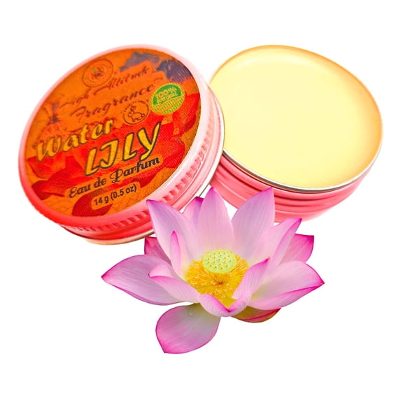 WATER LILY Solid Perfume  Natural Aromatherapy Balm with Pink Lotus, Grapefruit, Freesia, Jasmine, Frangipany - Aquatic Floral