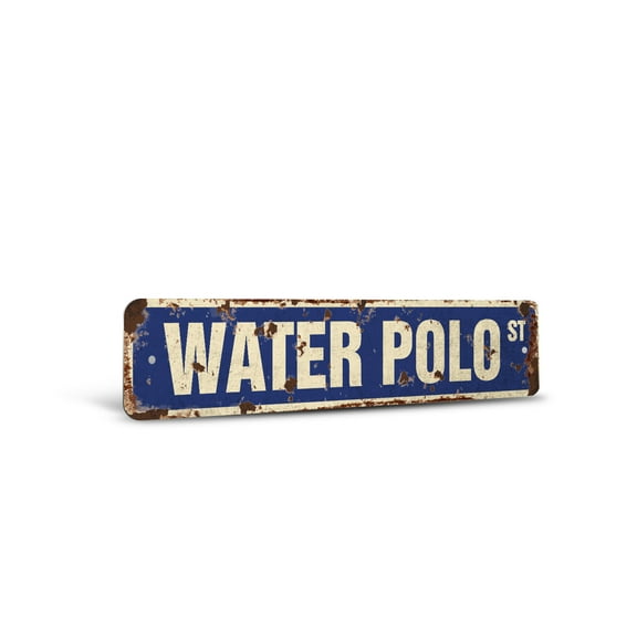 WATER POLO Vintage Style Rustic Street Sign – Team Sports Swim Game Swimming Retro Decorative Wall Sign for Home, Bar, Garage, or Outdoor Use | 6" X 24" Aluminum Metal Road Sign
