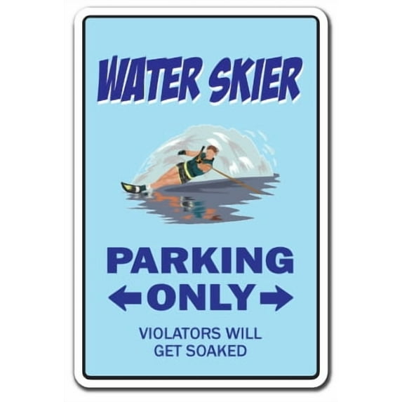 WATER SKIER Aluminum Sign parking skiing waterskier boat wave runner skis boater | Indoor/Outdoor | 14" Tall