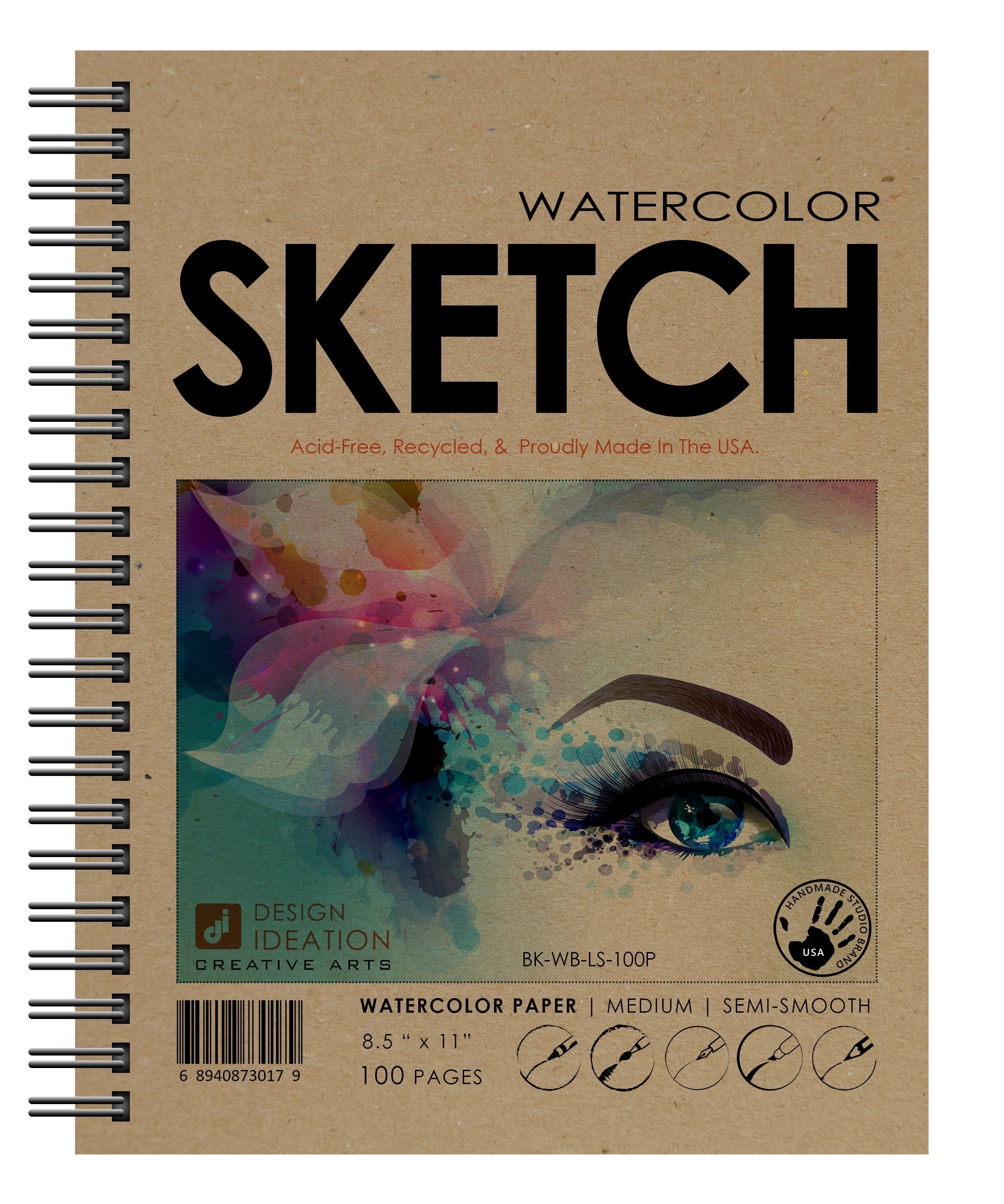 Watercolor Sketchbook. Wire Bound. Mixed Media Paper. (8.5" x 11") WB-50100-LS (2 Book Value Pack)
