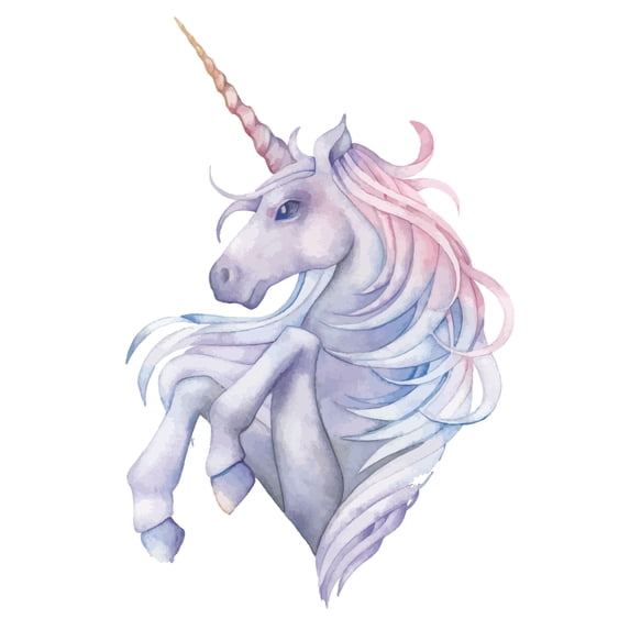 WATERCOLOR UNICORN - Removable Home Family Room Multicolored Legendary Creature Décor Sticker Watercolor Painting Design Vinyl Wall Decal - Kids Room Unicorn Horse Adhesive Wall Decoration 18" x 30"