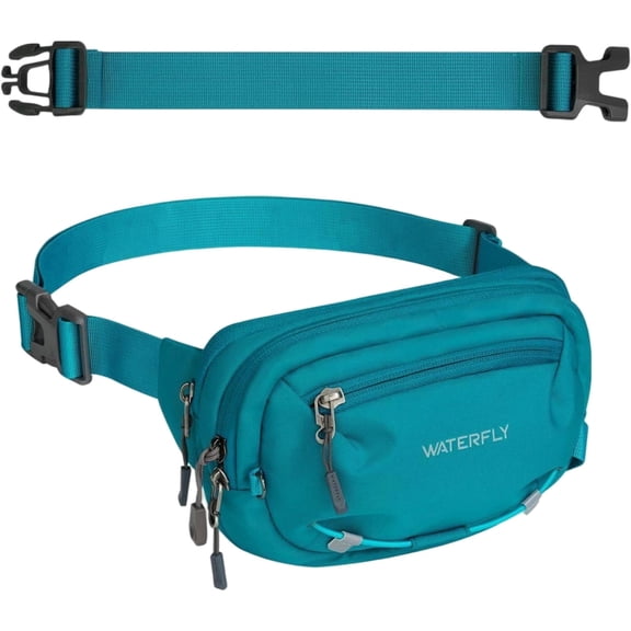 WATERFLY 1.5L Unisex Anti-Theft RFID Blocking Fanny Pack Waist Bag Travel Hiking,Blue