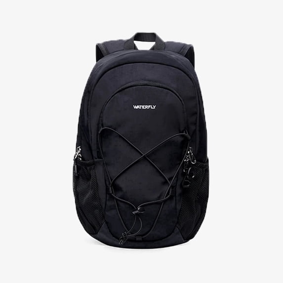 WATERFLY Unisex 12L Small Drawstring Lightweight Travel Hiking Backpack Daypack,Black
