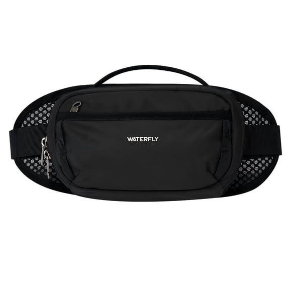 WATERFLY 2.3L Unisex Anti-Theft RFID Blocking Fanny Pack Waist Bag Travel Hiking,Black