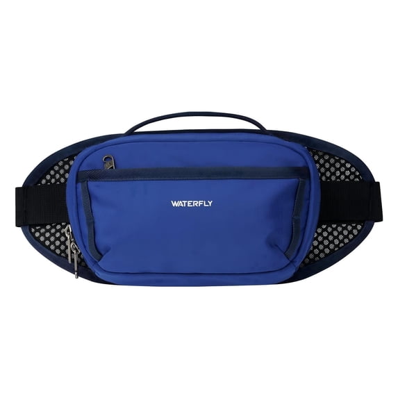 WATERFLY 2.3L Unisex Anti-Theft RFID Blocking Fanny Pack Waist Bag Travel Hiking,Blue