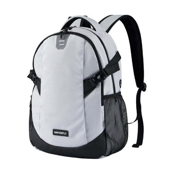 WATERFLY Unisex Student 20L Small Casual Travel Hiking Nylon Backpacks Daypack,White