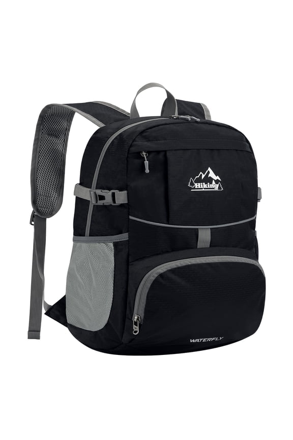Unisex 25L Small Foldable Packable Travel Hiking Nylon Backpacks Daypack,Black