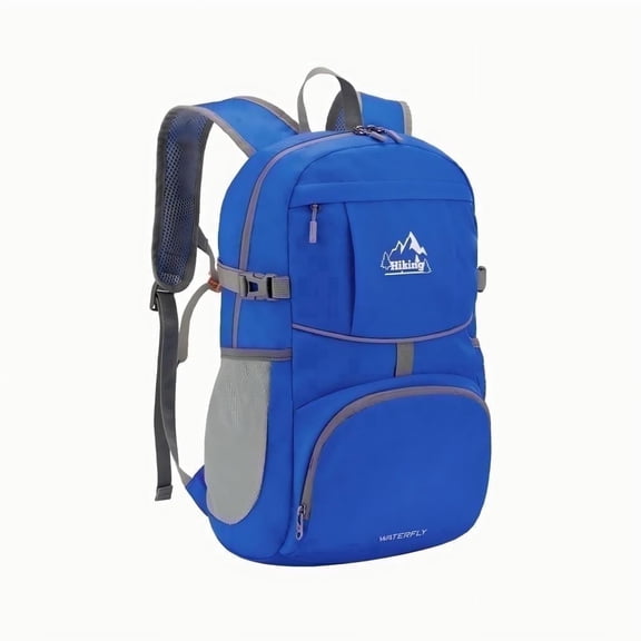 WATERFLY Unisex 25L Small Foldable Packable Travel Hiking Nylon Backpacks Daypack,Blue