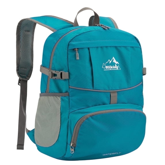 WATERFLY Unisex 25L Small Foldable Packable Travel Hiking Backpacks Daypack,Teal Blue