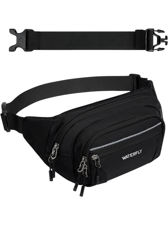 3.5L Unisex Anti-Theft RFID Blocking Large Fanny Pack Waist Bag Daily Walking Hiking,Black