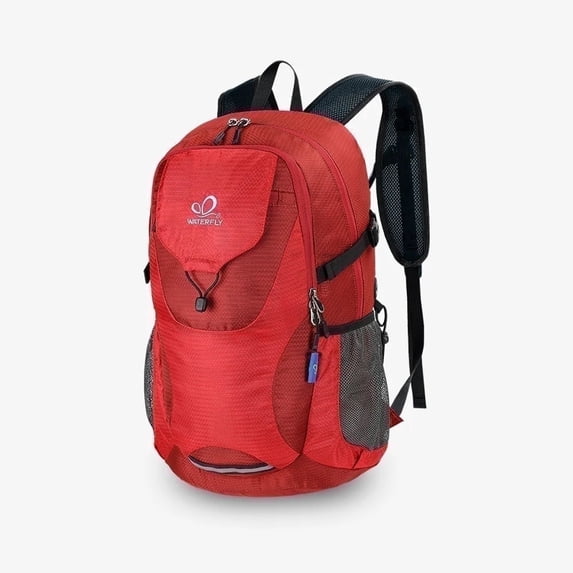 WATERFLY Unisex 30L Small Foldable Packable Travel Hiking Backpacks Daypack,Black Red