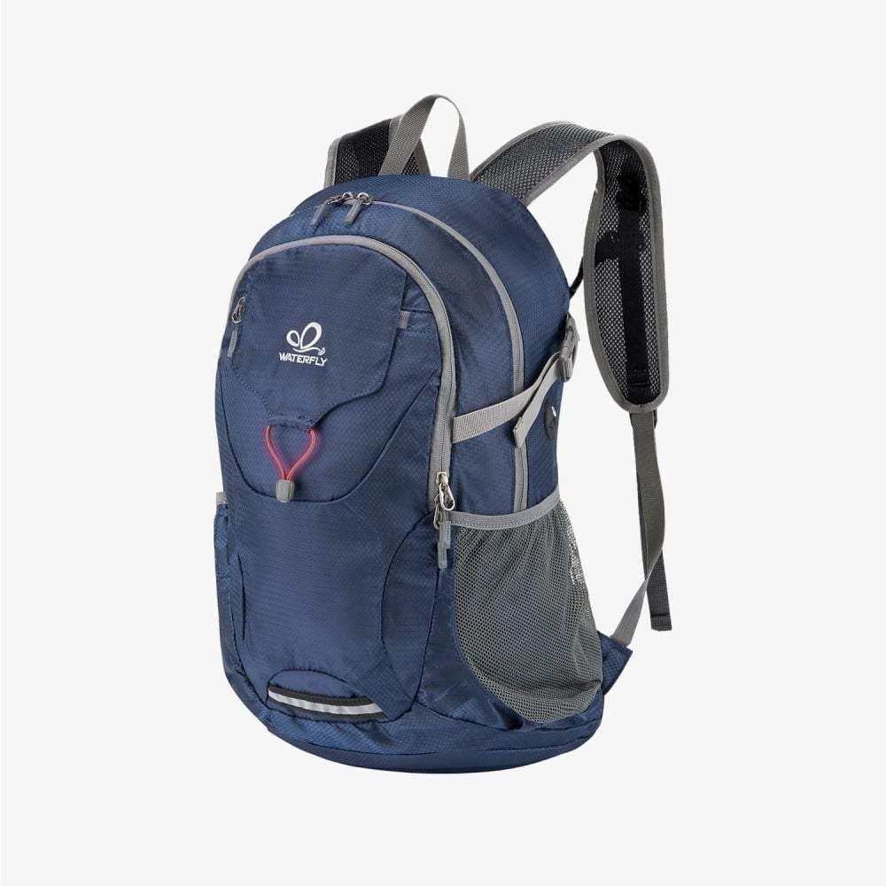 WATERFLY Unisex 30L Small Foldable Packable Travel Hiking Nylon Backpacks Daypack,Blue