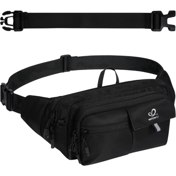 Waterfly 3L Unisex Anti-Theft RFID Blocking Fanny Pack Waist Bag Walking Hiking,Black