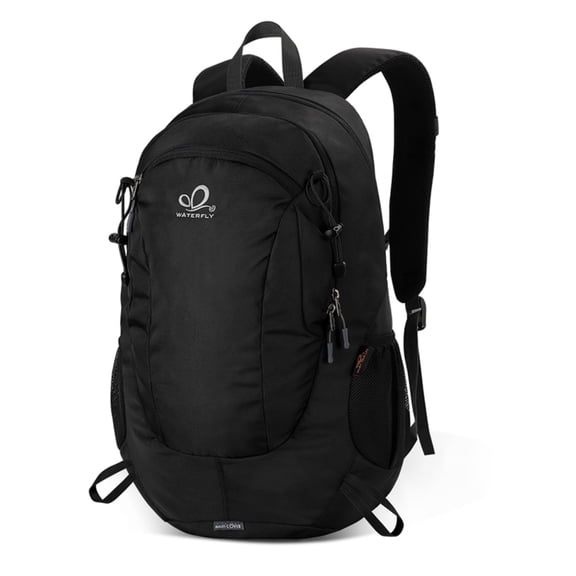 WATERFLY Unisex 30L Small 600D Durable Hiking Travel Nylon Backpacks Daypack,Black