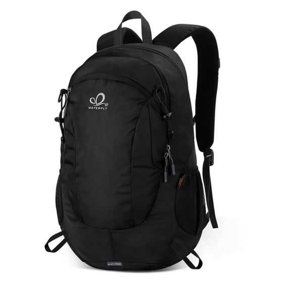 WATERFLY Unisex 30L Small 600D Durable Hiking Travel Nylon Backpacks Daypack,Black
