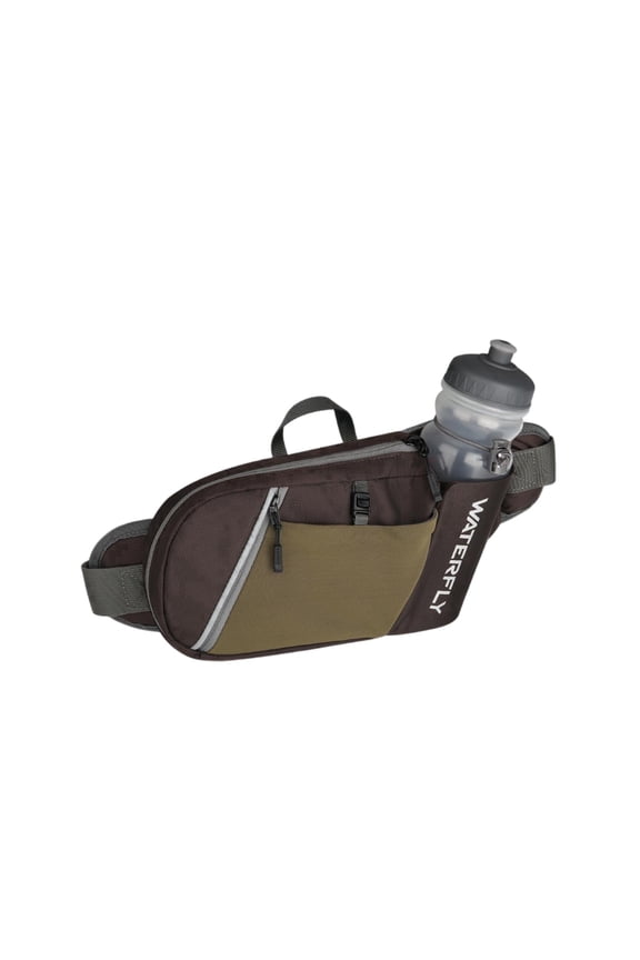 Unisex with Bottle Holder Walking Hiking Nylon Fanny Pack Waist Bag,Brown