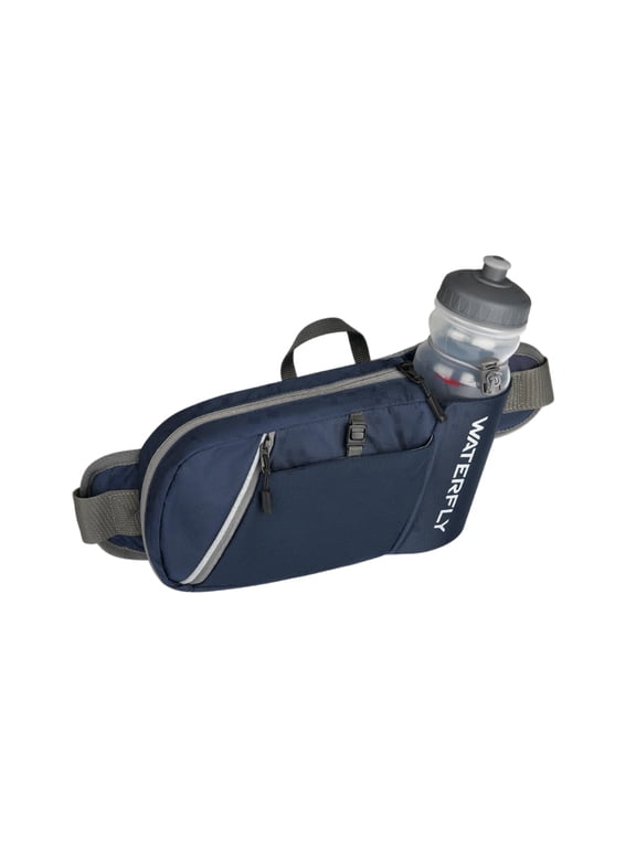 Unisex 1.5L with Bottle Holder Walking Hiking Nylon Fanny Pack Waist Bag,Dark Blue