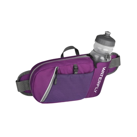 WATERFLY Unisex with Bottle Holder Walking Hiking Nylon Fanny Pack Waist Bag,Purple