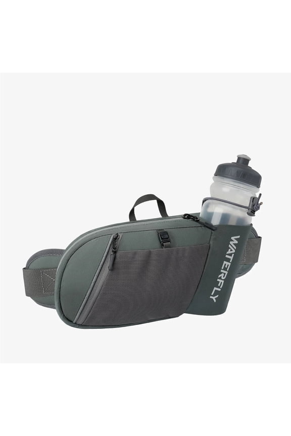 Unisex with Bottle Holder Running Walking Hiking Nylon Fanny Pack Waist Bag,Gray