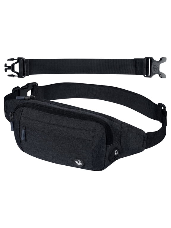 Unisex Lightweight Running Hiking Jogging Nylon Fanny Pack Waist Bag-Black