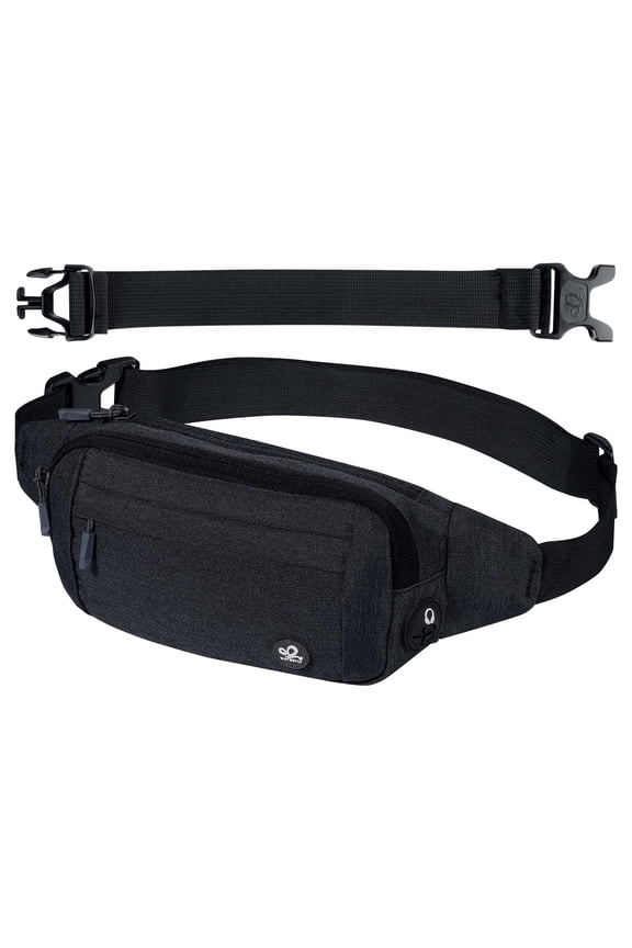 Unisex Lightweight Running Hiking Jogging Nylon Fanny Pack Waist Bag-Black