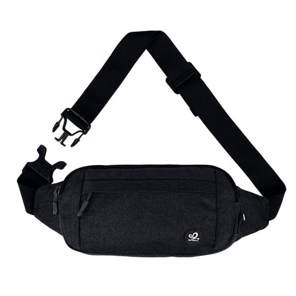 WATERFLY Lightweight Fanny Pack Waist Bag Running Hiking Jogging for Women Men-Black