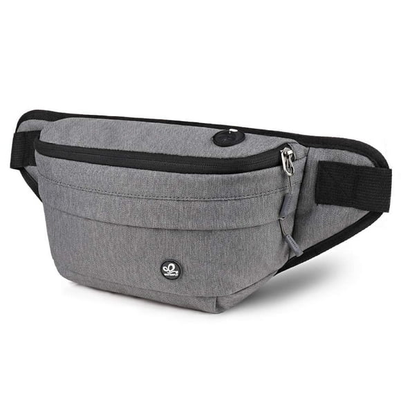 Unisex Large Capacity Lightweight Walking Travel Nylon Fanny Pack Waist Bag,Gray