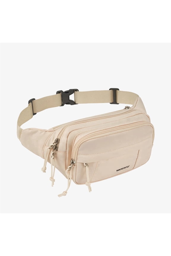 Unisex Large Capacity Running Walking Travel Nylon Fanny Pack Waist Bag,Beige