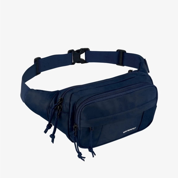 WATERFLY Unisex Large Capacity Walking Travel Nylon Fanny Pack Waist Bag,Blue