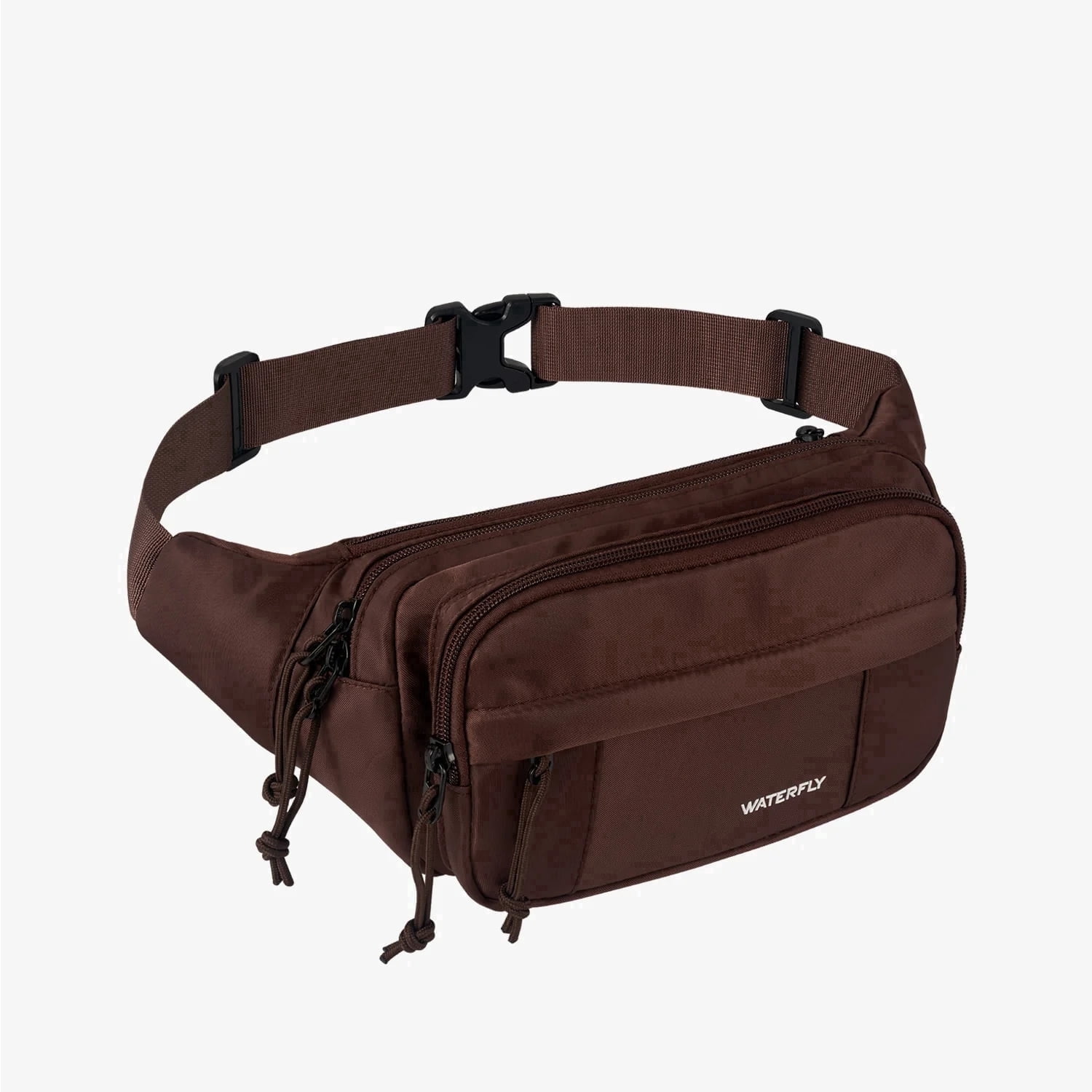 WATERFLY Unisex Large Capacity Running Walking Travel Nylon Fanny Pack Waist Bag,Brown