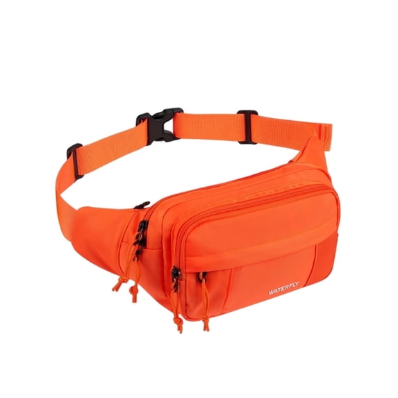 WATERFLY Unisex Large Capacity Running Walking Travel Nylon Fanny Pack Waist Bag,Orange