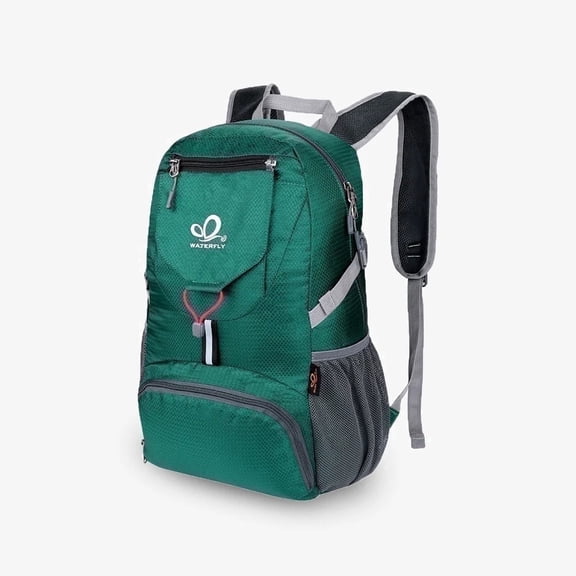 WATERFLY Unisex 20L Small Foldable Packable Travel Hiking Nylon Backpacks Daypack,Green