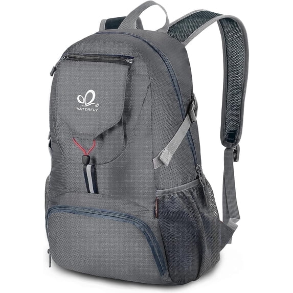 WATERFLY Unisex 20L Small Foldable Packable Travel Hiking Backpacks Daypack,Dark Gray
