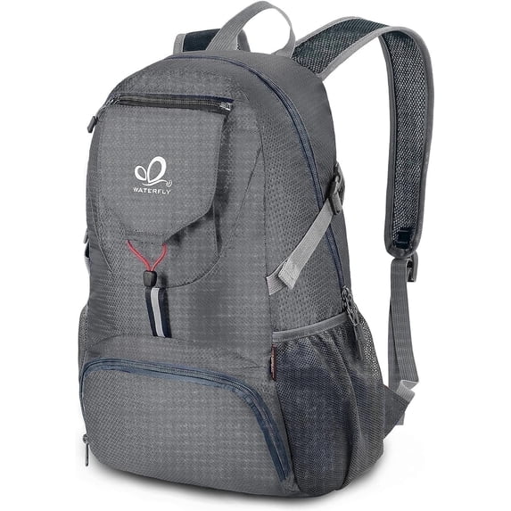 WATERFLY Unisex 20L Small Foldable Packable Travel Hiking Backpacks Daypack,Dark Gray