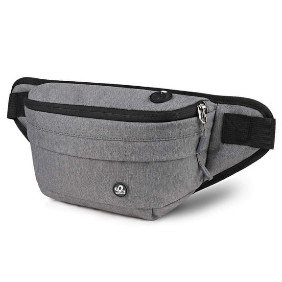 WATERFLY Fanny Pack Waist Bag Large Capacity Lightweight Portable Running Walking Travel for Women Men-Gray