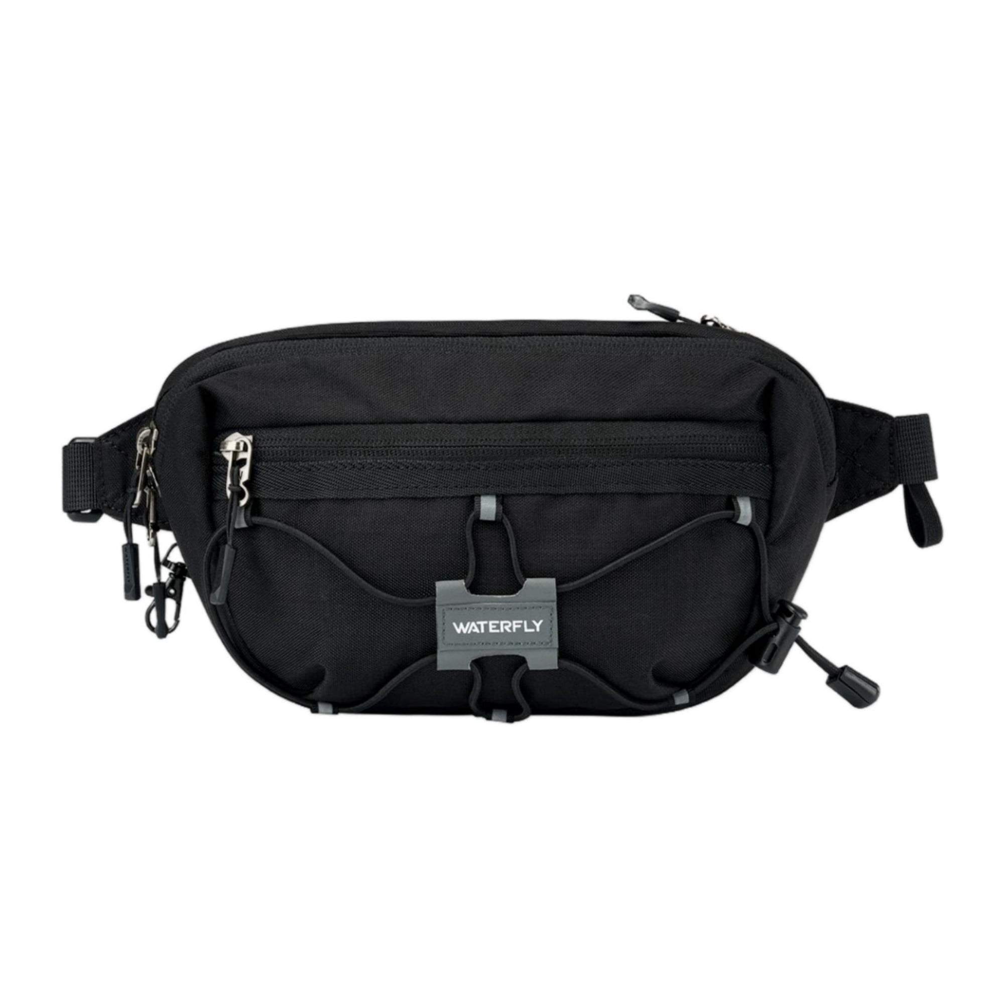 WATERFLY Unisex Anti Theft RFID Blocking Hiking Running Nylon Fanny Pack Waist Bag,Black