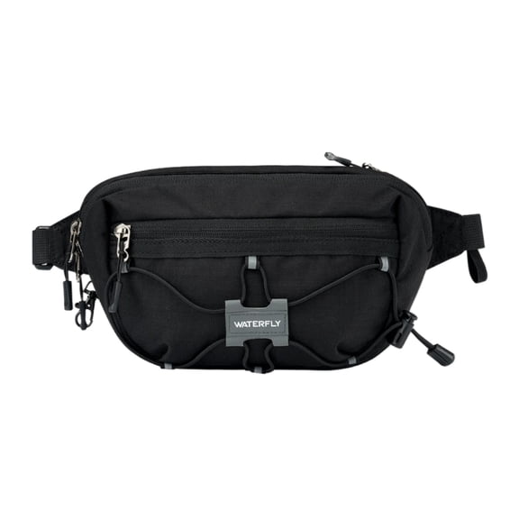 WATERFLY Unisex Anti Theft RFID Blocking Hiking Running Nylon Fanny Pack Waist Bag,Black