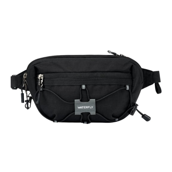 WATERFLY Unisex Anti Theft RFID Blocking Hiking Nylon Fanny Pack Waist Bag,Black
