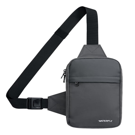 WATERFLY Unisex Small Dual Pocket Travel Hiking Nylon Cross-Body Shoulder Bag,Gray